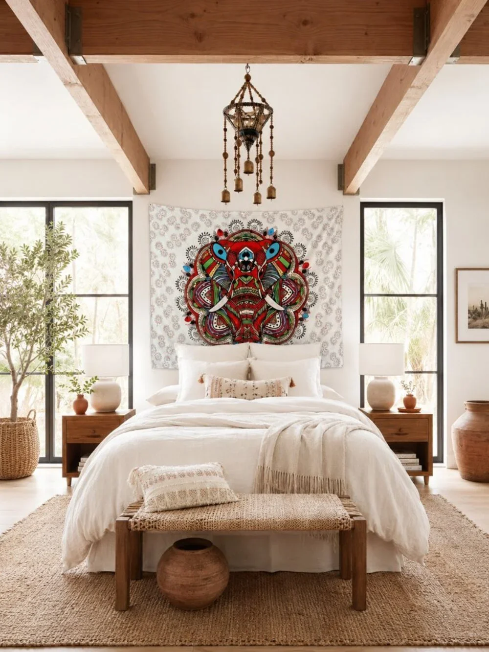 Vibrant Tapestry Colorful Boho Elephant Jungalow Style Wall Decor Bohemian NEW
